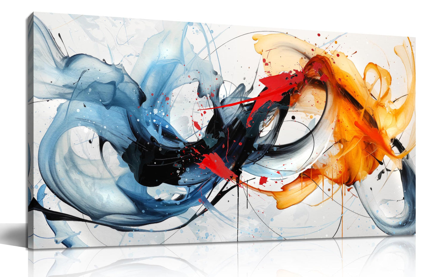Modern Prints Wall Art for Office - Abstract Art Wall Decor for Living Room - Blue Canvas Wall Art Ready to Hang Size 20" x 40"