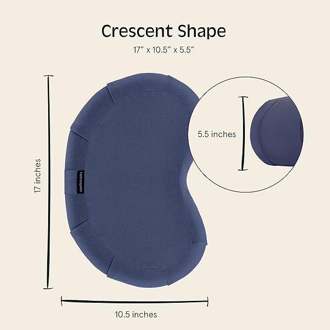 Retrospec Sedona Zafu Meditation Cushion Filled w/Buckwheat Hulls - Yoga Pillow for Meditation Practices - Machine Washable 100% Cotton Cover & Durable Carry Handle; Crescent, Midnight