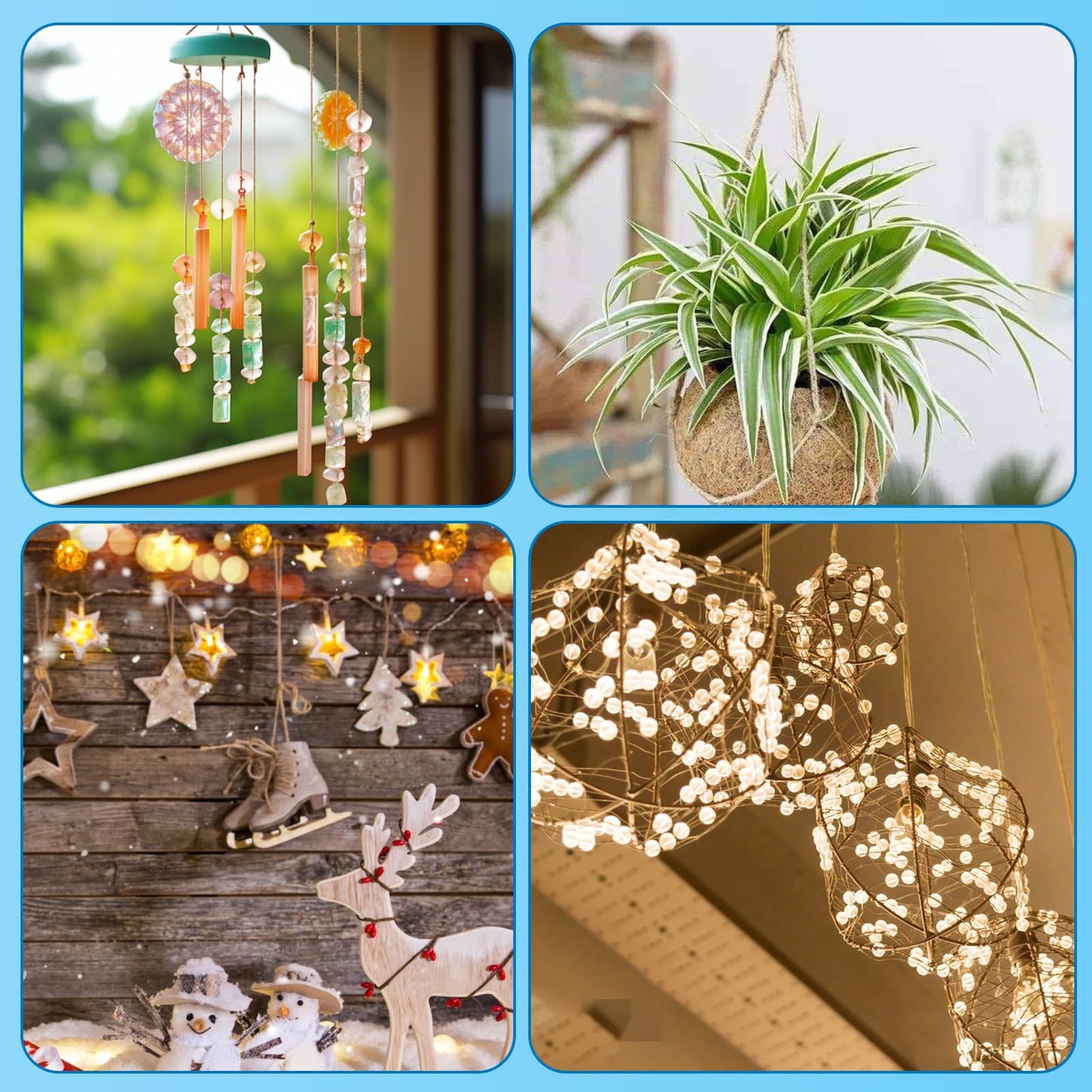 Sankoly 12 Pcs Self Adhesive Ceiling Hooks No Drilling Ceiling Hooks Stainless Steel Eye Hooks for Hanging Small Plants Wind Chimes, Secure/Enclosed Design, Easy to Open
