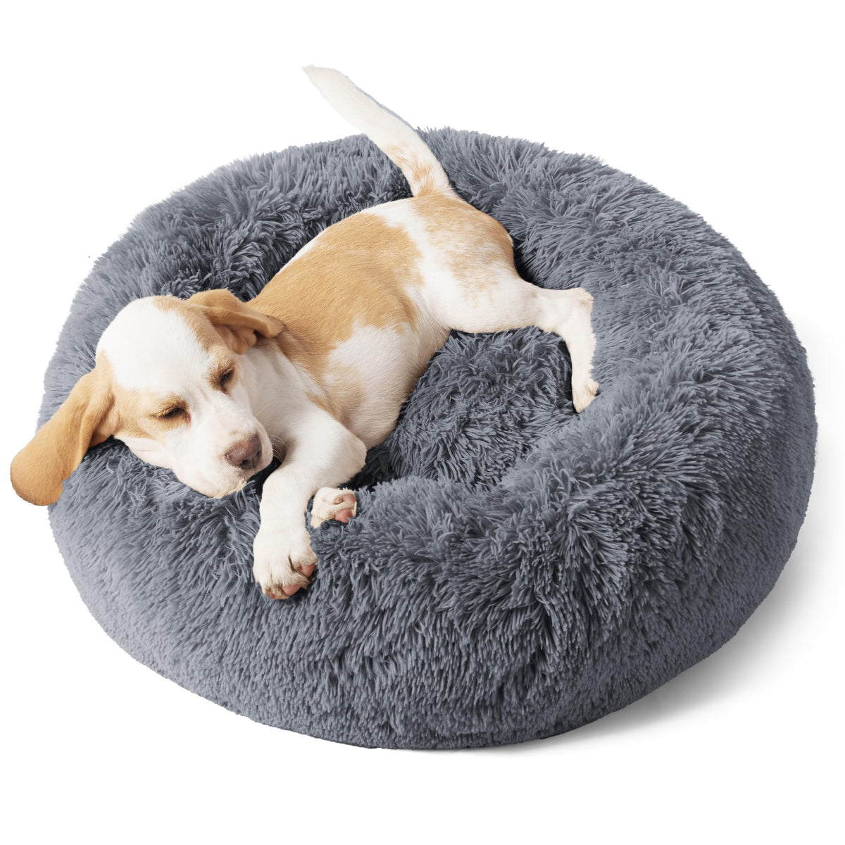 Bedsure Calming Small Medium Dog Bed Donut Washable Puppy Bed,27ins Black