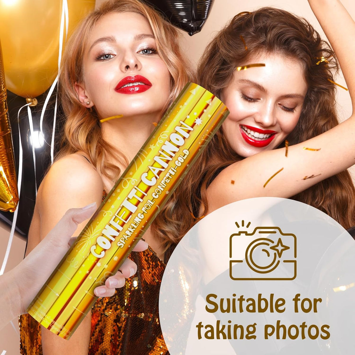 5 Pack Confetti Poppers gold– 12 Inch Confetti Blaster for Birthday, Graduation, and New Year’s Eve Celebrations – Best Party Poppers for Unforgettable Parties!