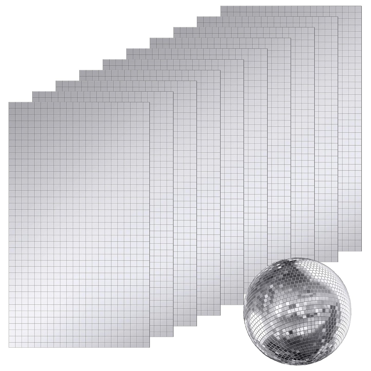 4500 PCS/10 Sheets Mirror Tiles Self Adhesive, 10x10mm Disco Tile for DIY Craft, Home & Party Decoration, Sparkling Glass Mirror Mosaic Tiles for DIY Craft Decoration, Art Collage (Silver)