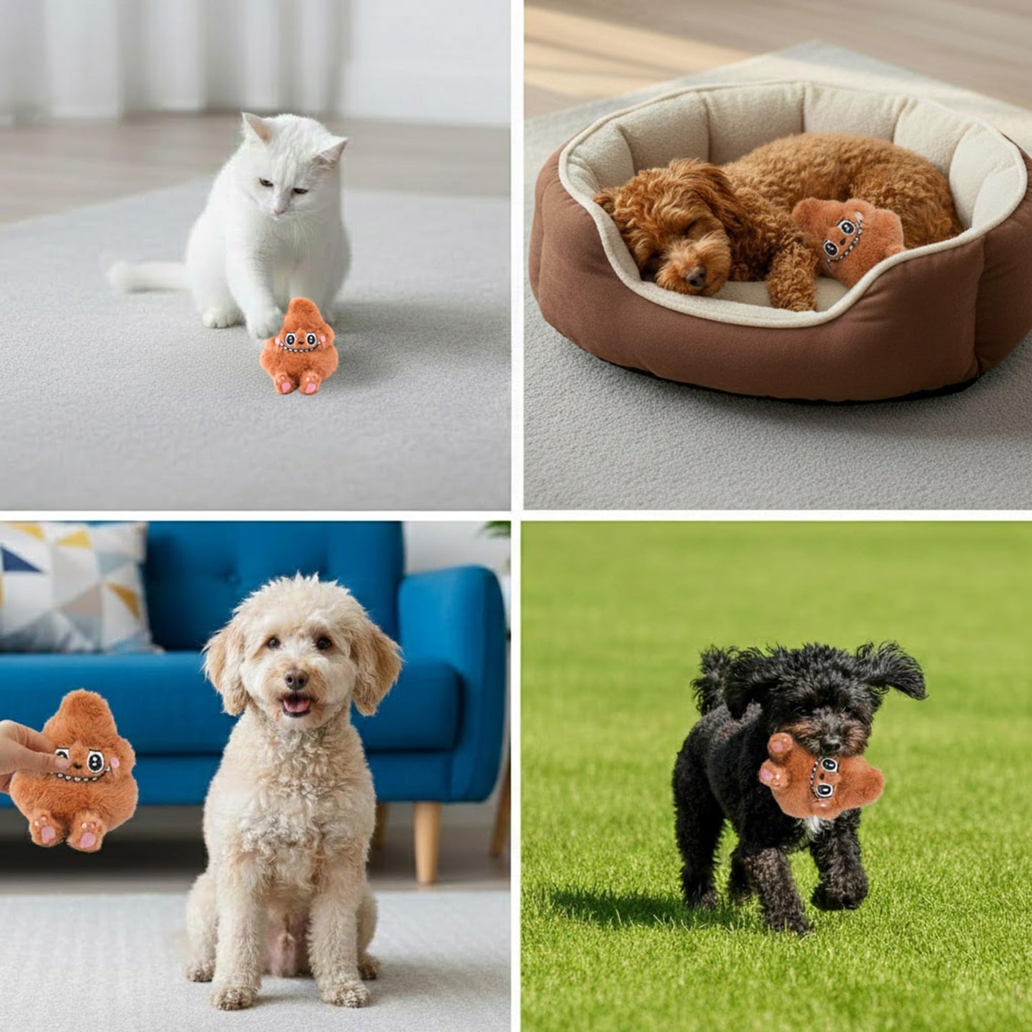 jaycos Funny Brown Monster Plush Dog Toy - 4.5" Interactive Shaking Sound Pet Toy, Durable Soft Stuffed Animal with Detachable Keychain Hook for Small Dogs & Puppies