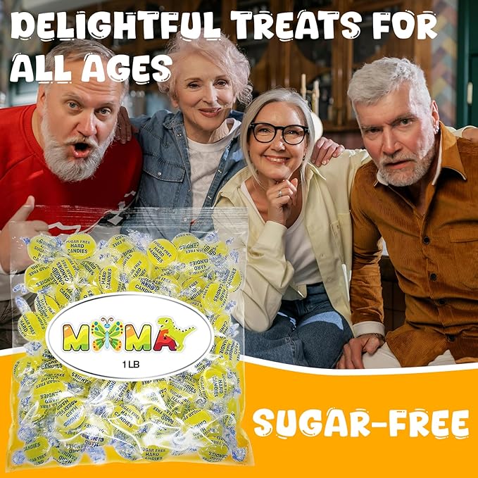 Sugar Free Lemon Drops Hard Candy - 1 lb Sweet & Citrusy Bulk Candy Individually Wrapped - Gluten Free, Keto Friendly, Vegan Lemon Drops Mima's Summer Mega Sale Treats Bag