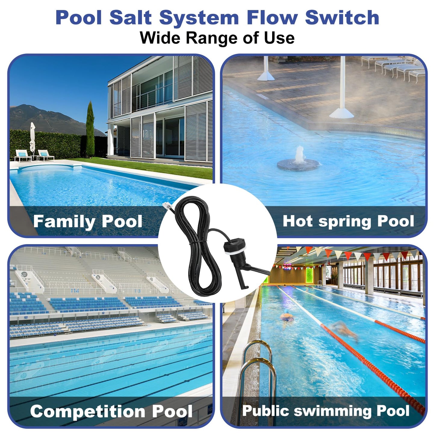 Upgraded GLX-FLO-RP Pool Flow Switch Compatible with Hayward Goldline and Aquarite Salt Systems Water Flow Sensor Assembly Salt Cell Pool Flow Sensor with 15ft Cable