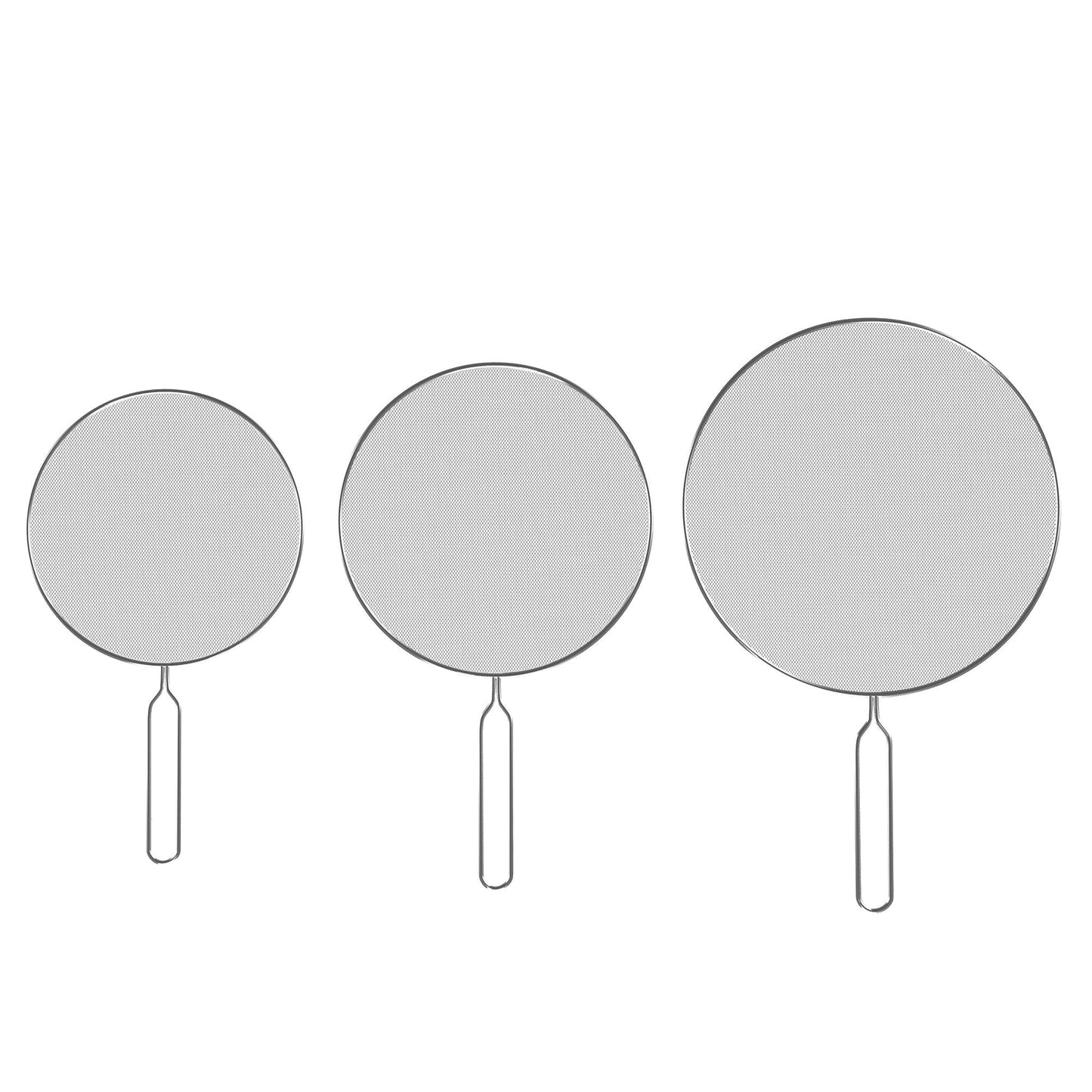 3-Piece Splatter Screen Set – Fine Mesh Stainless-Steel Grease Splatter Guard For Pots, Pans, and Skillets – Kitchen Gadgets By Classic Cuisine
