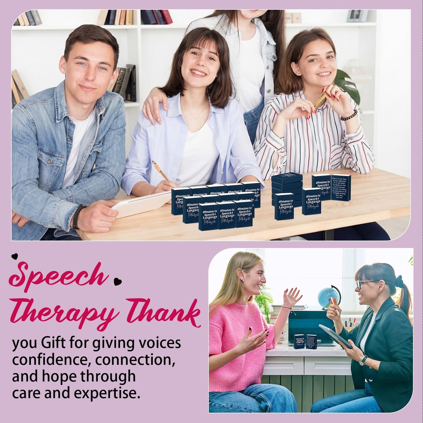 Tinlade 400 Pcs/10 Set Speech Therapist Appreciation Week Gift Thank You Cards with Positive Box Mini Inspirational Cards Funny Quote Bulk for SLP Teacher New Nurse Medical Assistant Nusing Essentials