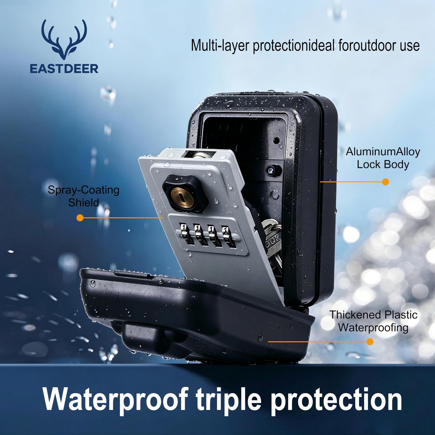 EASTDEER Wall Mount Key Lock Box Outdoor Key Lock Box with Resettable Combination Lock Boxes for keys Wall Mounted Key Safe Boxes for Outside, Garage, Home, Office