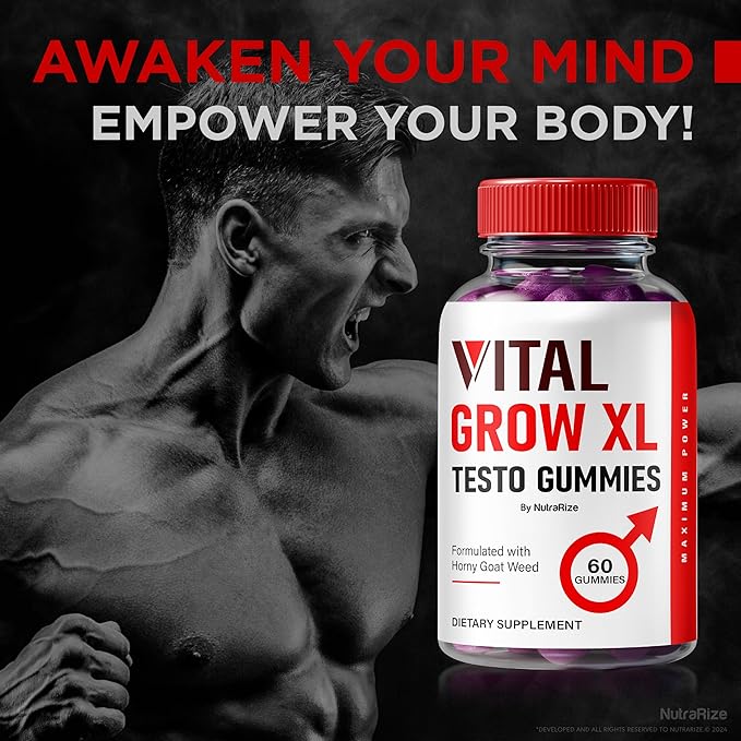 Vital Grow XL, Official Vital Grow XL Testo Gummies for Men, Boost Stamina and Confidence Gummy for Mens, Vital GrowXL Male Support Gomitas (60 Gummies)