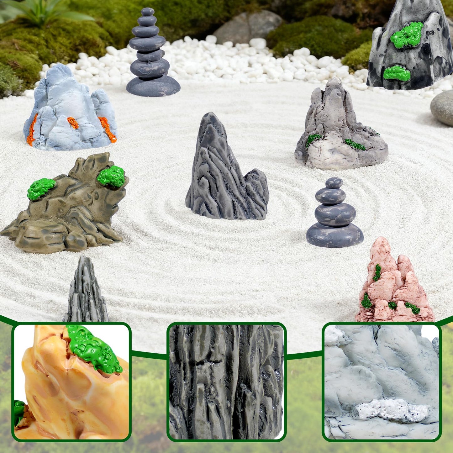 Warmtree 18 Pcs Diorama Rocks Fake Rock Miniature Stone Statue for Diorama Supplies, Micro Train Landscape, Railway Sand Table, Zen Garden Accessories