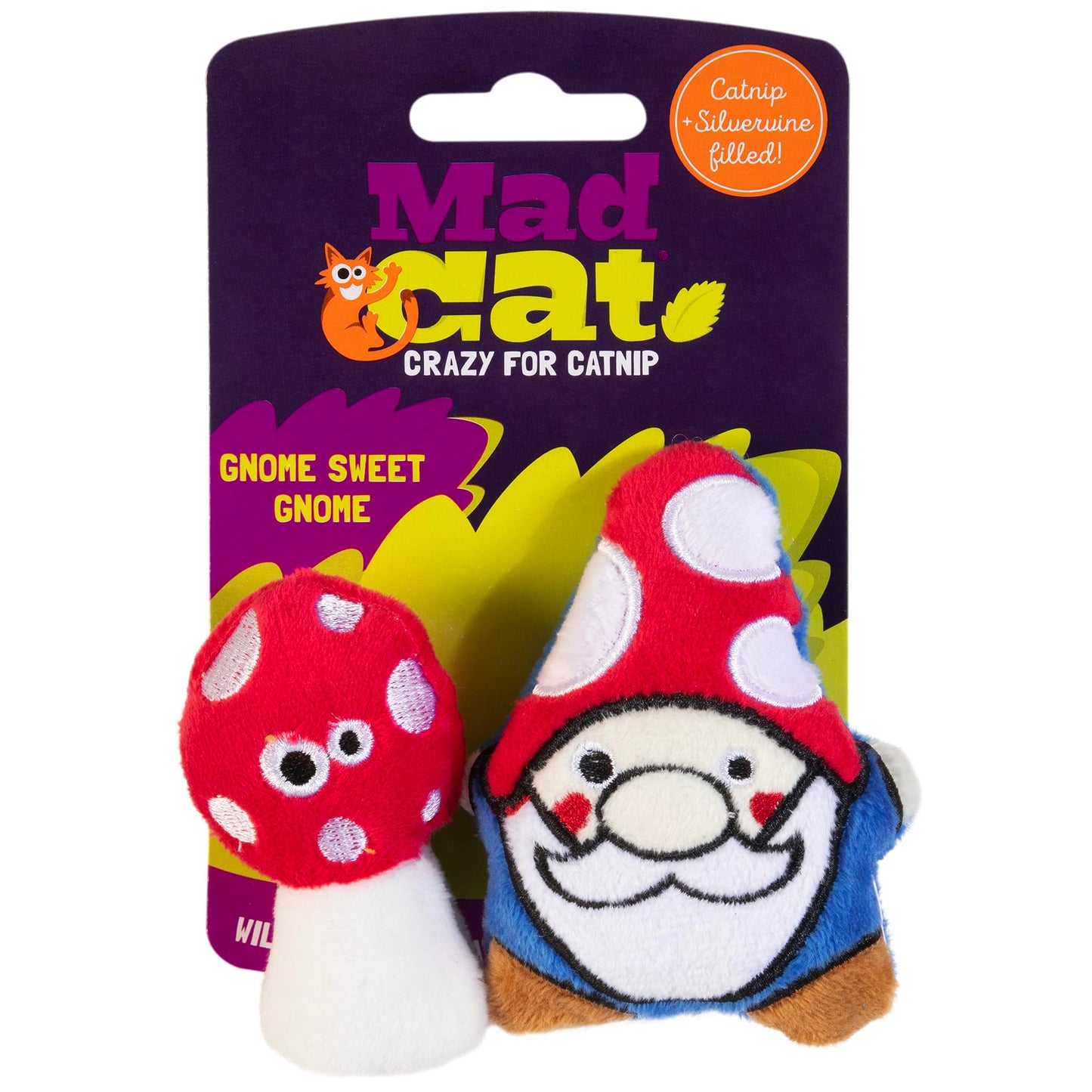 Mad Cat Gnome Sweet Gnome Wild and Quacky Cat Toy with Catnip, Pack of 2