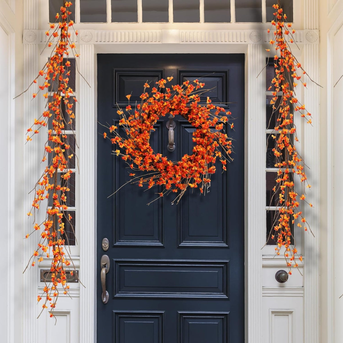 Artificial Bittersweet Garland for Fall Décor 60-Inch, Autumn Berries and Leaves for Thanksgiving, Halloween, and Wedding Decorations – Perfect for Mantels, Staircases, and Centerpieces