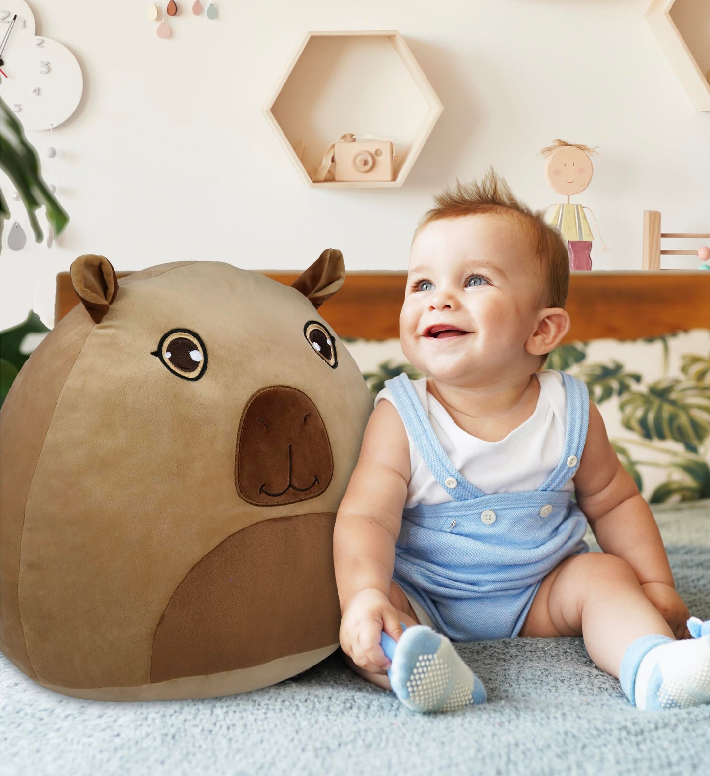 DolliBu Snug Mooshies Capybara Stuffed Animal Plush Toy - Large Cuddly Wild Life Super Squishy Soft Toys, Huggable Big Plush Animals for Girls and Boys, Cute Toy Animal Pillow for Kids - 17 inches