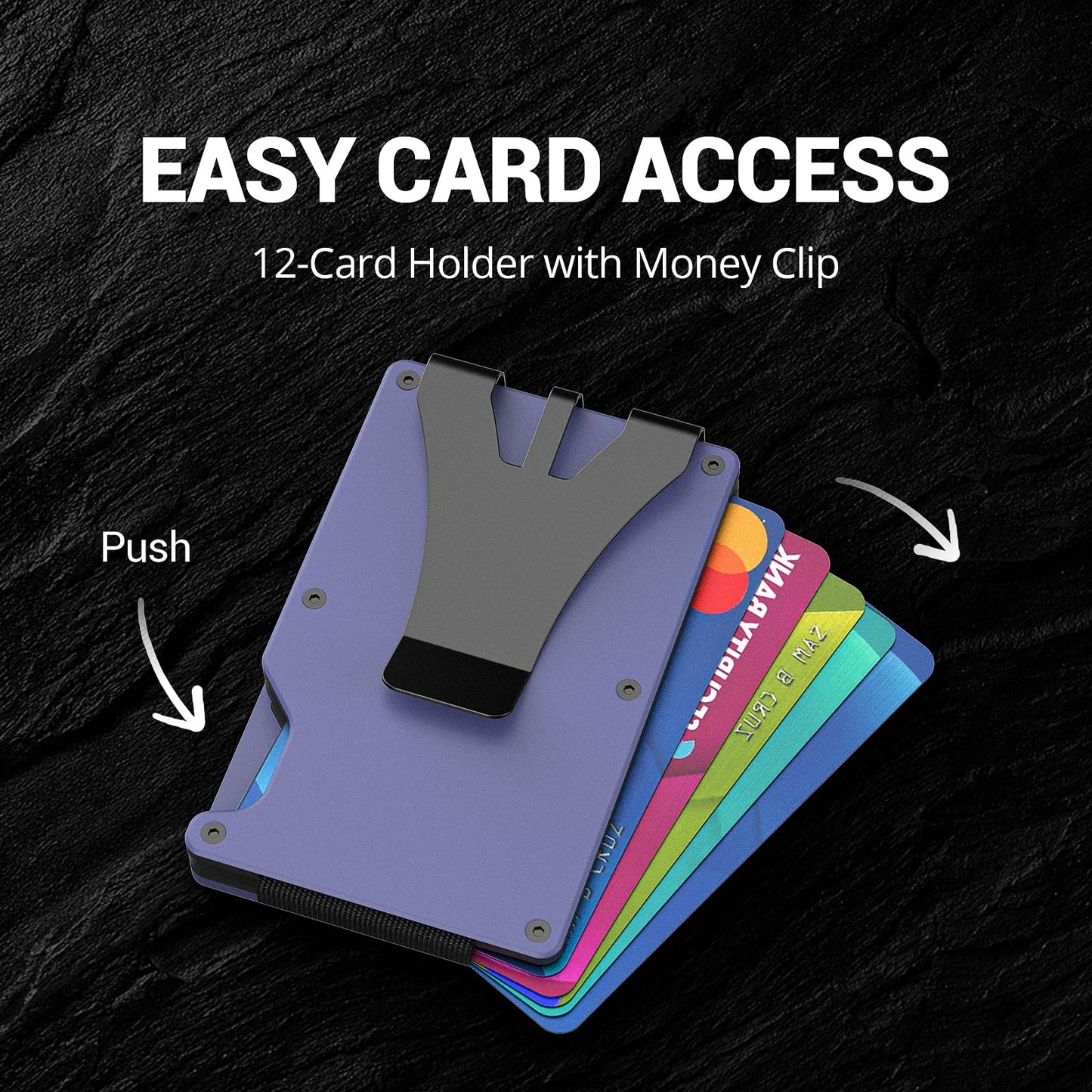 Anti-lost bluetooth wallet tracker, mens money clip, Trackable metal Wallet (IOS Only) with Customized Electronic photo/Text information, Slim RFID Credit Card Holder build-in Find My Tracker
