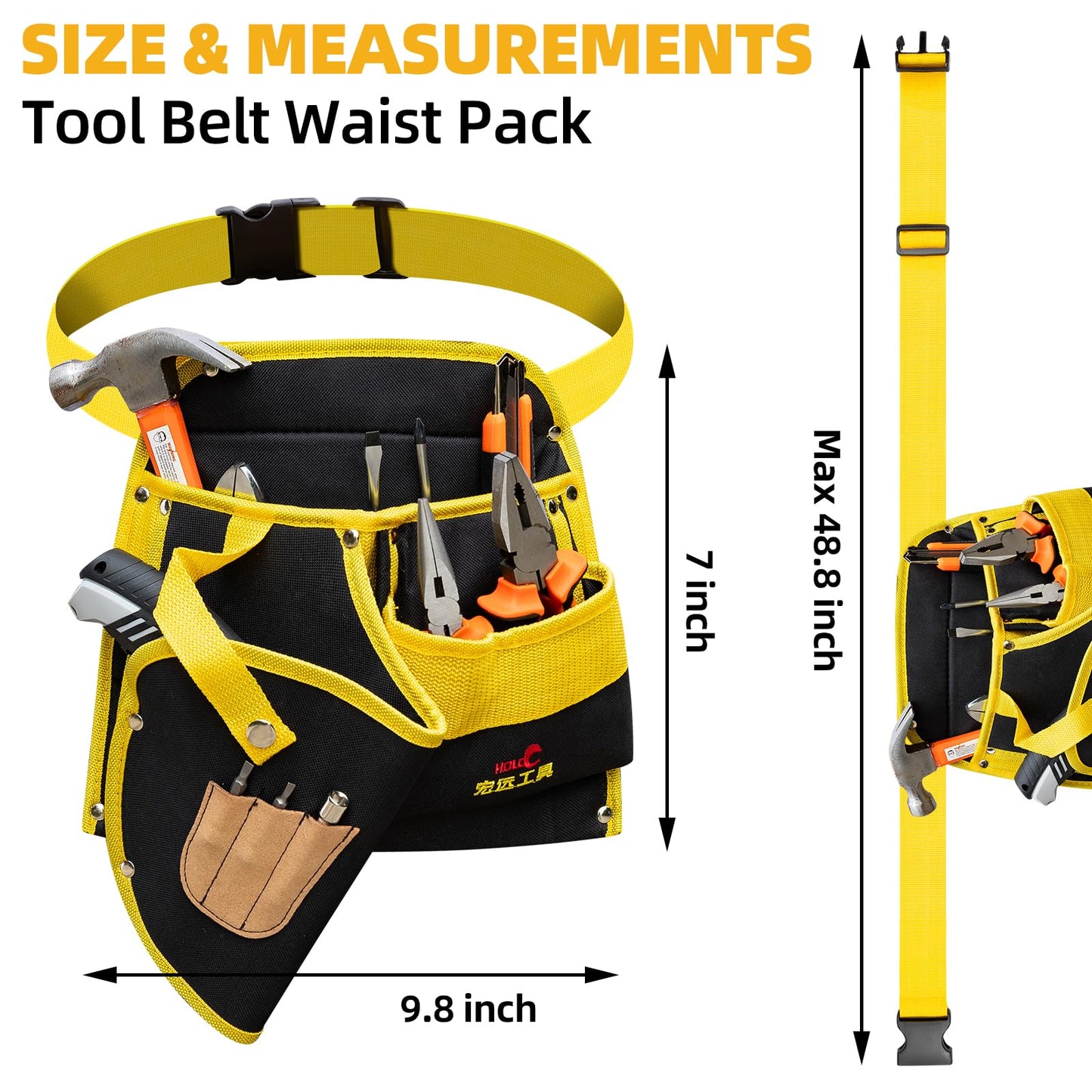 DOWELL Tool Belt for Men, Professional Toolbelt Pouches with Quick Access Pockets, Ideal Gift for Electricians, Carpenters & DIYers, Style B