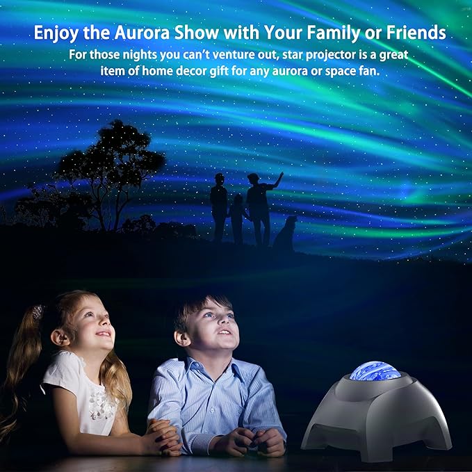 Aurora Projector - AIRIVO Star Projector for Kids Adults, Night Light Projector Bluetooth Speaker White Noise, Galaxy Projector Northern Lights for Bedroom Decor, Party, Ceiling