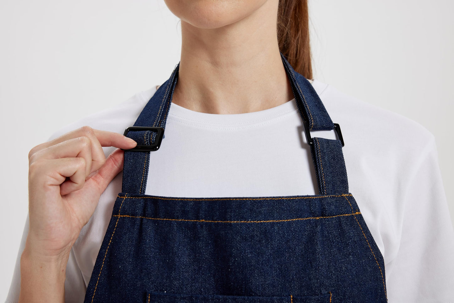 CIRCOOLE Chef Apron for Men Women with Large Pockets, Adjustable Denim Apron for Cooking, Baking, Gardening, Woodworking, Painting,Size M to XXL(Blue)