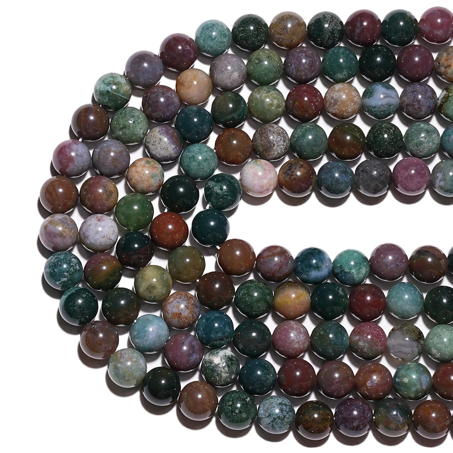 8mm Natural Indian Agate Gemstone Beads Polished Round Smooth Stone Beads for Bracelets Jewelry Making 15inch Loose Beads