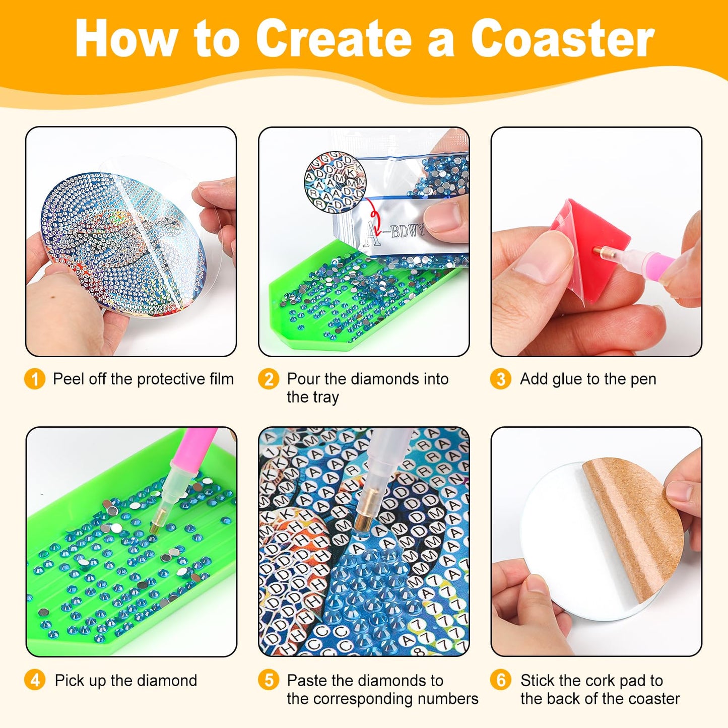 8 Pcs Beach Diamond Art Coasters Kit with Holder for Adults, DIY Diamond Painting Coasters with Cork Backing, Non-Slip Ocean Gem Art Coaster for Home Decor & Gifts