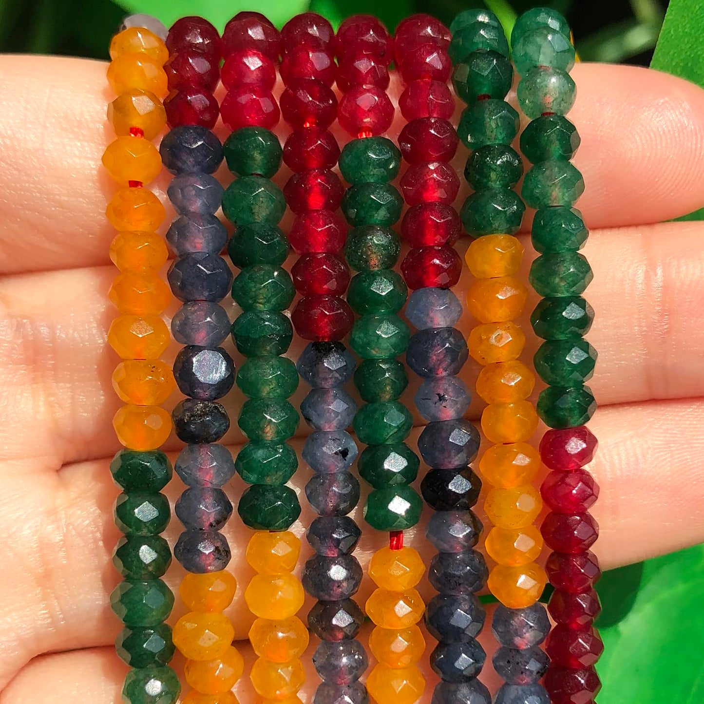 2 String 220PCS 3x5mm Natural Mixed Color Stone Beads for Jewelry Making, Songxi Facted Loose Gemstone Beads for DIY Bracelet Necklace Making Supplies with Energy Healing Chakra Power