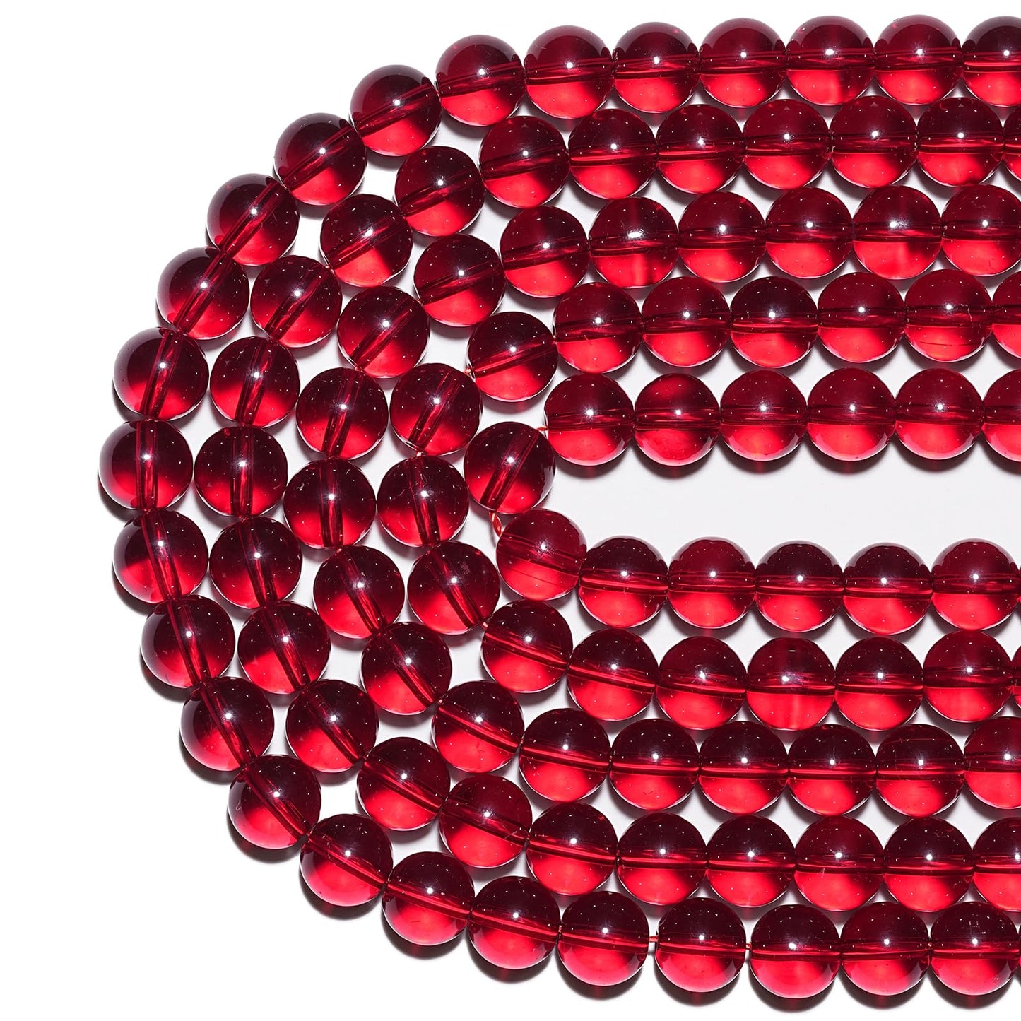 10mm Natural Garnet Red Glass Crystal Gemstone Beads Polished Round Smooth Stone Beads for Bracelets Jewelry Making 15inch Loose Beads