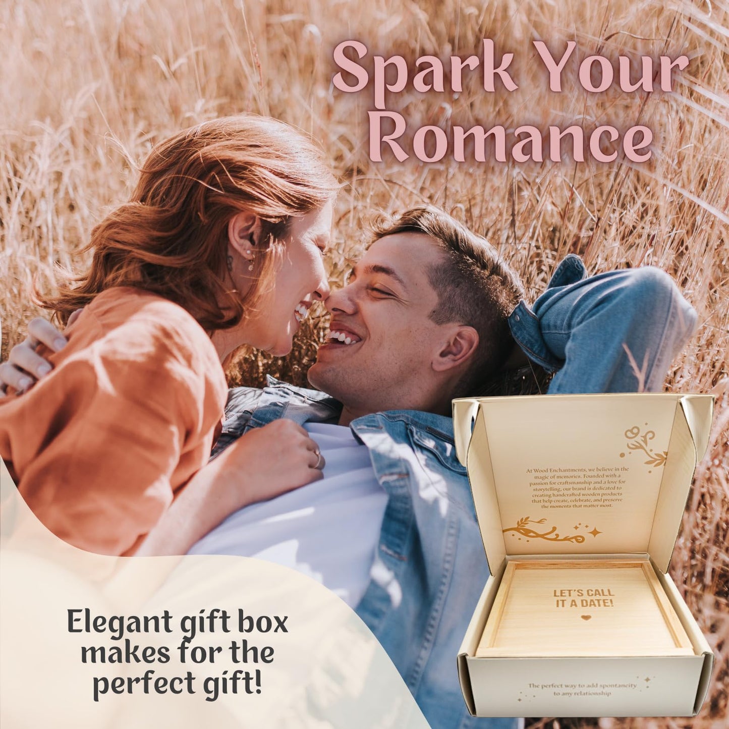 Date Night Box Game - 52 Romantic Date Ideas + 4 Personalized Dates & Decision Maker Coin - Fun Gift for Couples, Anniversaries, Weddings, Bridal Showers Bachelorette Parties, Him & Her, Anniversary