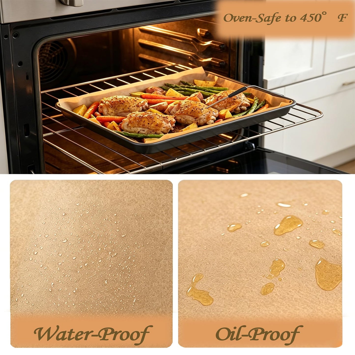 120Pcs Unbleached Parchment Paper Sheets, 12 x 16 Inch Precut, Non-Stick & Greaseproof, Perfect for Baking, Grilling, Air Fryer, Steaming & Roasting, Fits Small Sheet Pans