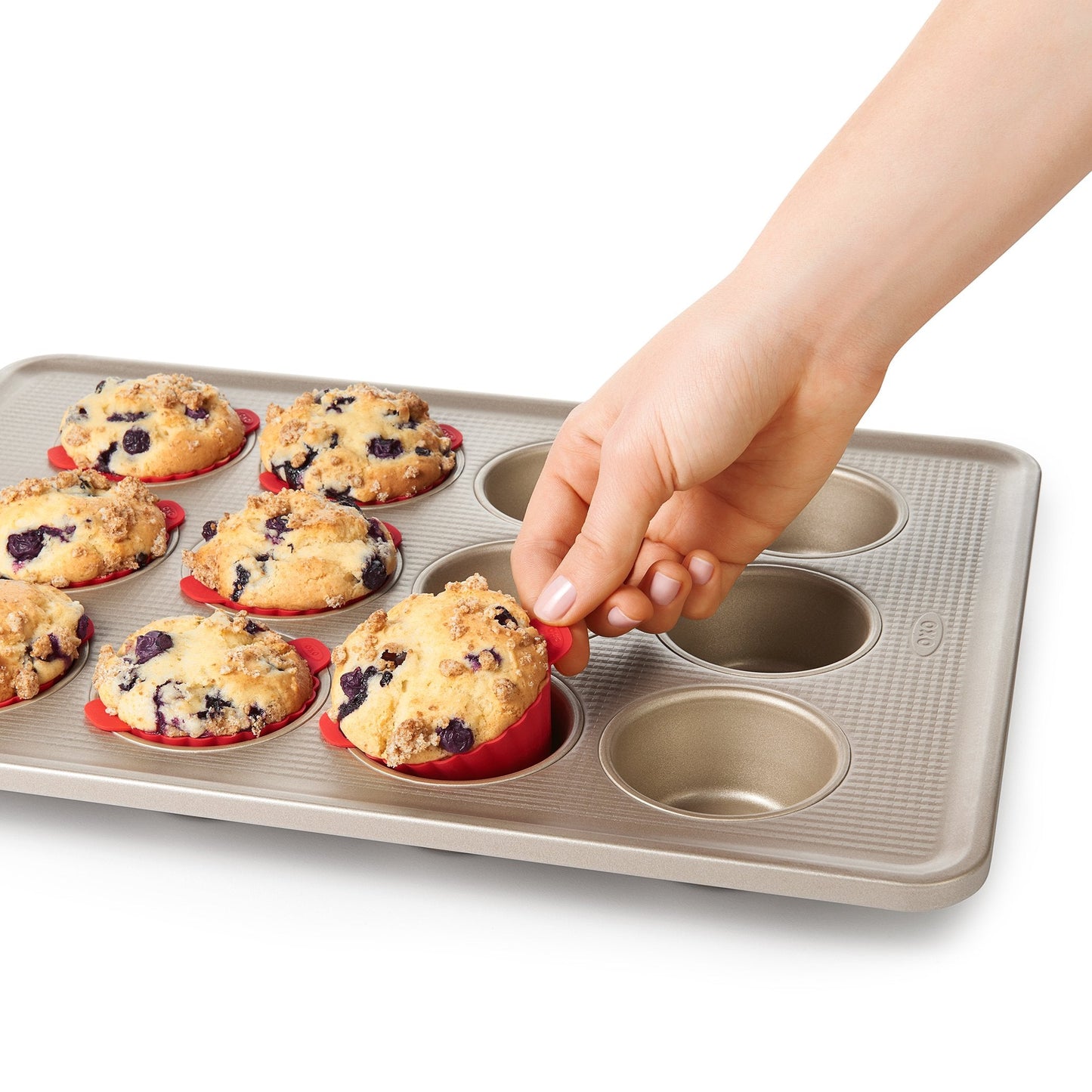 OXO Good Grips Silicone Baking Cups, Pack of 12, Reusable, BPA-Free, Dishwasher Safe, Non-Stick, Food Grade, Cupcake Cups, Muffin Cups, Cupcake Liners, Muffin Liners