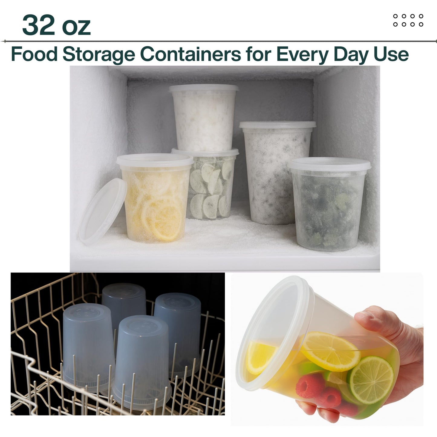 ProTakeOut 32oz [40 set] Heavy Duty Plastic Deli Container | BPA-Free Food Storage with Airtight Leak‑Proof Lids | Microwave, Freezer & Dishwasher Safe – Stackable, Bulk Reusable Soup & Meal Prep Tub