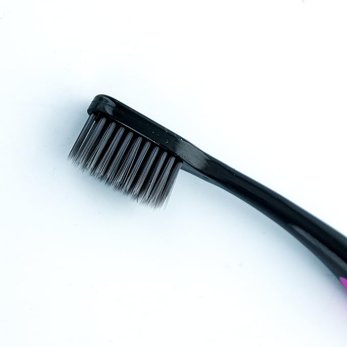 Activated Charcoal Bristle Toothbrush - Xtreme (Extreme) Soft, Ultrafine, Tapered bristles, Compact Head & Slim Design - (8 Count)