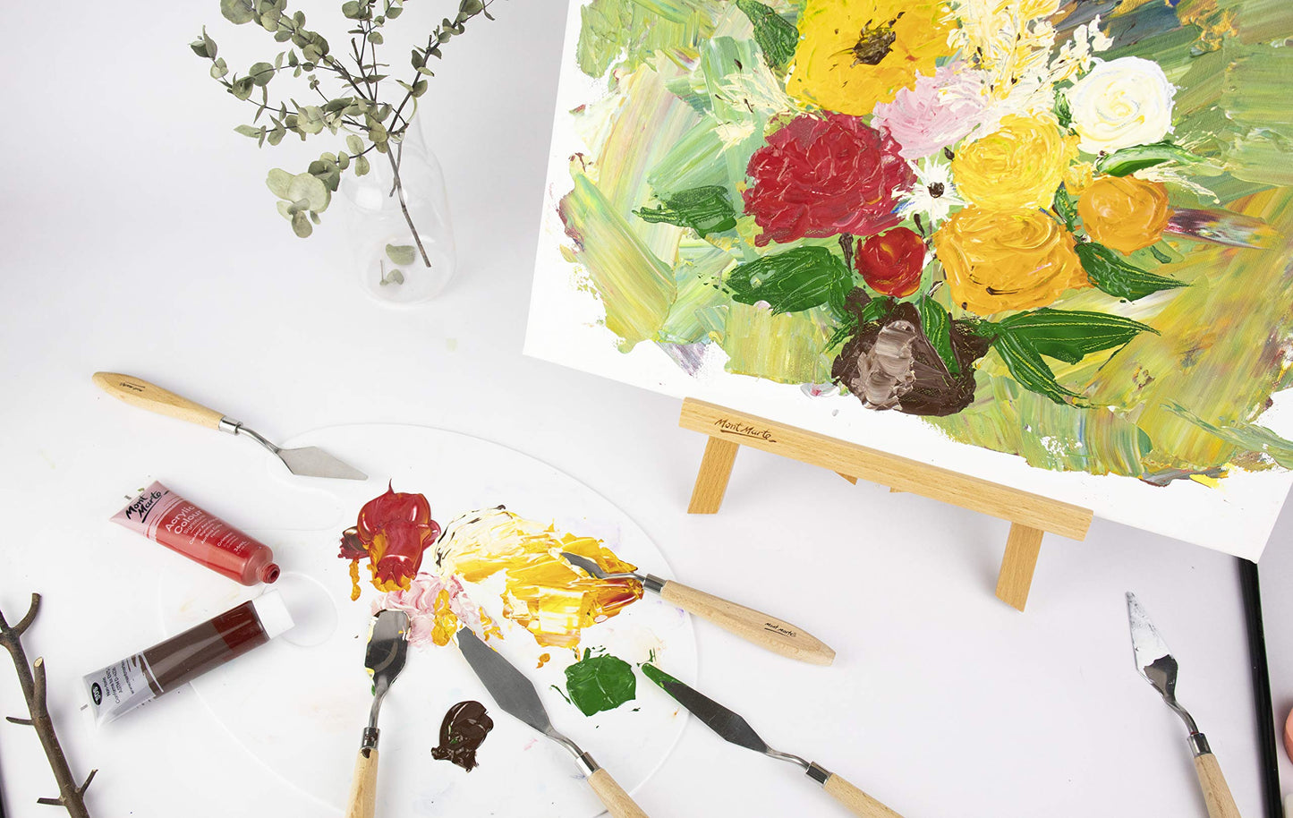 Mont Marte Studio Palette Knife Set, 5 Piece. Selection of Different Sizes and Styles of Stainless Steel Palette Knives.
