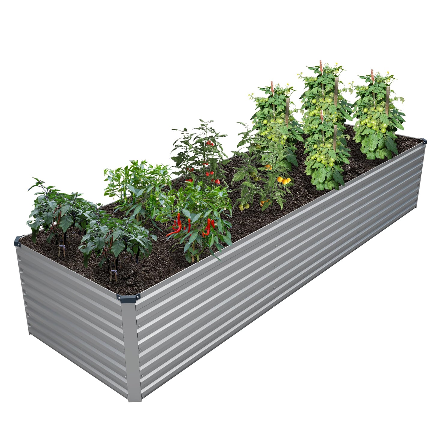 DIIYIV Galvanized Raised Garden Bed Kit Outdoor Patio,12x2x2ft Large Rectangular Metal Planter Boxes,Deep Root Box Planter for Gardening,Vegetables,Flowers,Herbs-Silver