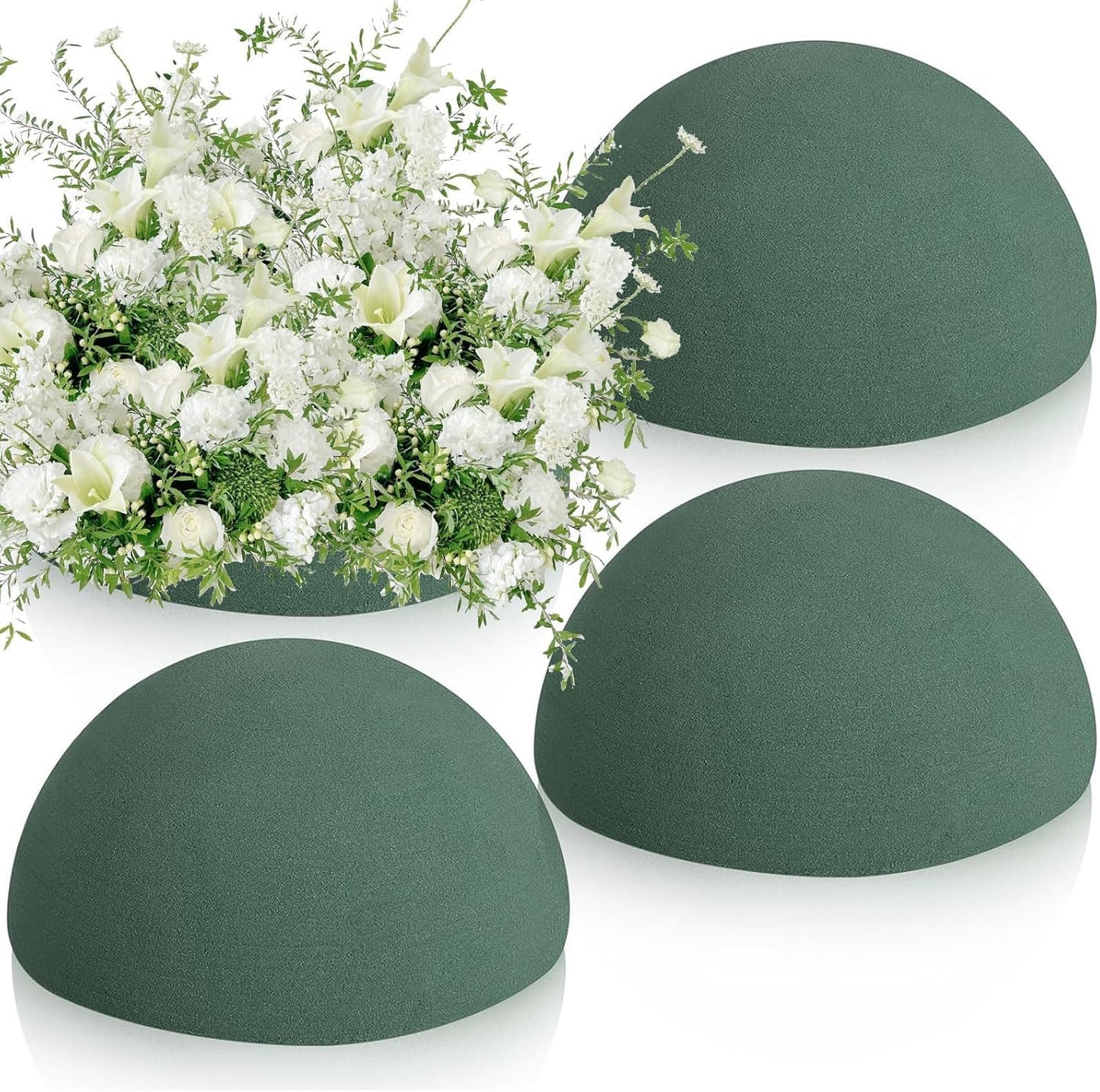STEFORD 4 PCS Half Ball Floral Foam, Round Floral Dry Foam Blocks Green Flower Styrofoam for Fresh and Artificial Flower Arrangements (5.5 X 2.8 Inches)