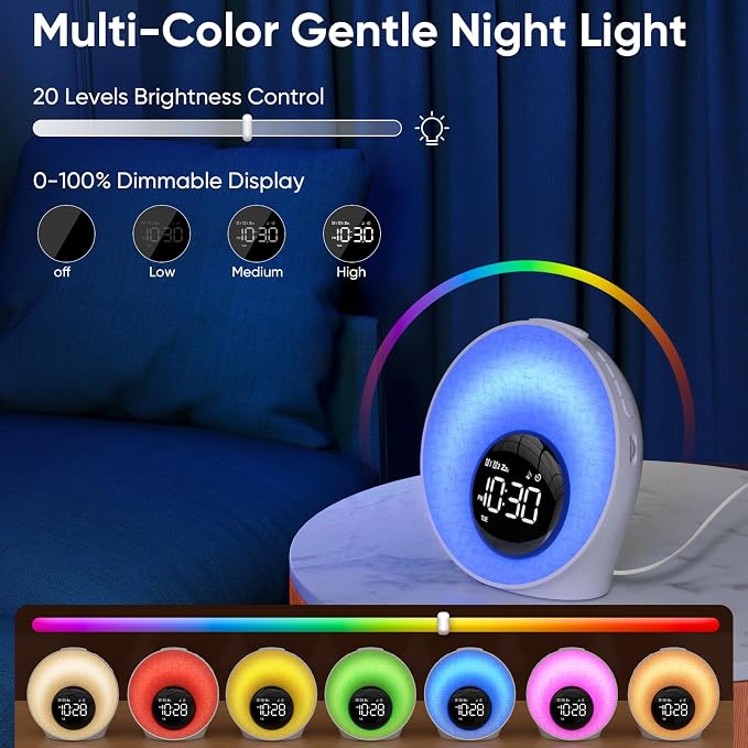 AFEXOA Sunrise Alarm Clock with Wake Up Light & White Noise Machine