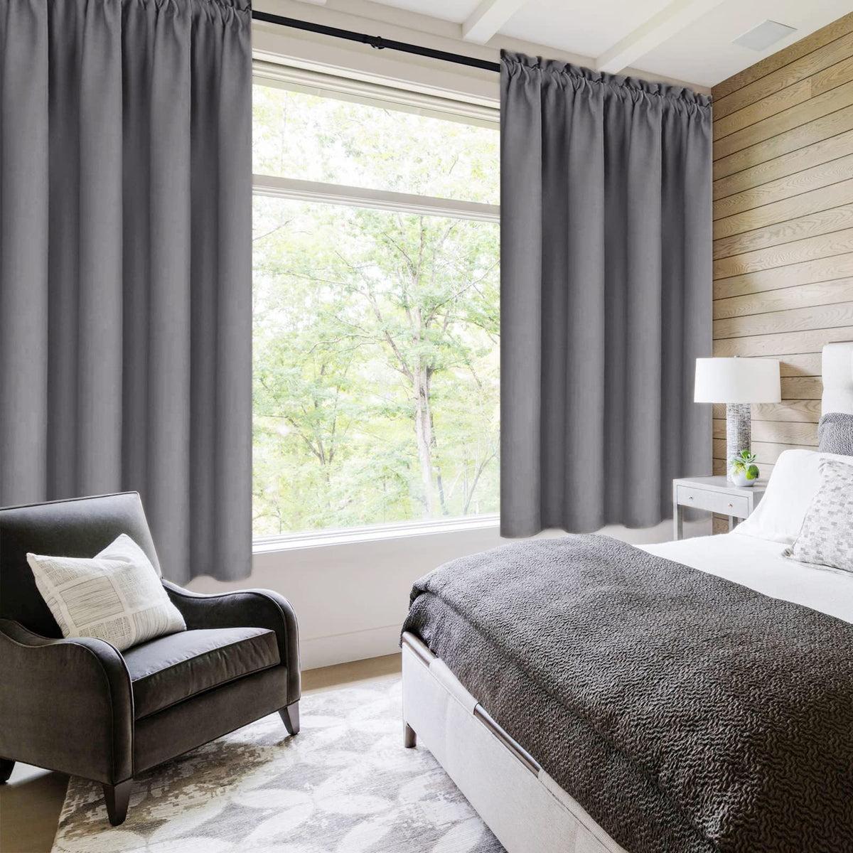 Blackout Curtains for Bedroom Living Room 42 x 63 Inch Long Grey