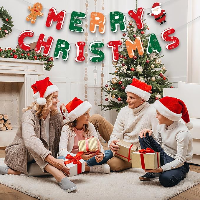 Merry Christmas Paper Garland Banner Kit