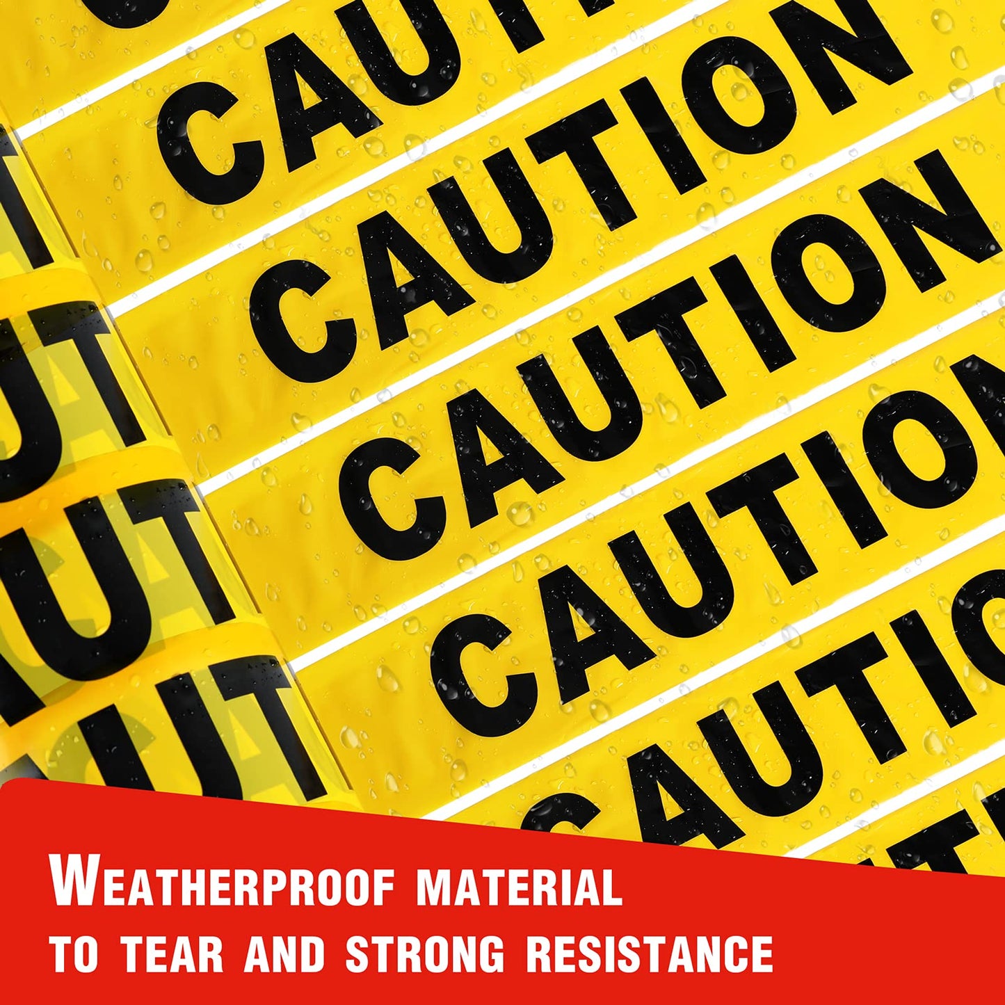 Goldblatt Caution Tape, 2 Pack Yellow Caution Tape Roll, 3 Inch x 1000 Feet, Warning Safety Tape with Bold Black Font for Construction Location/Hazardous Areas or Halloween Decorations