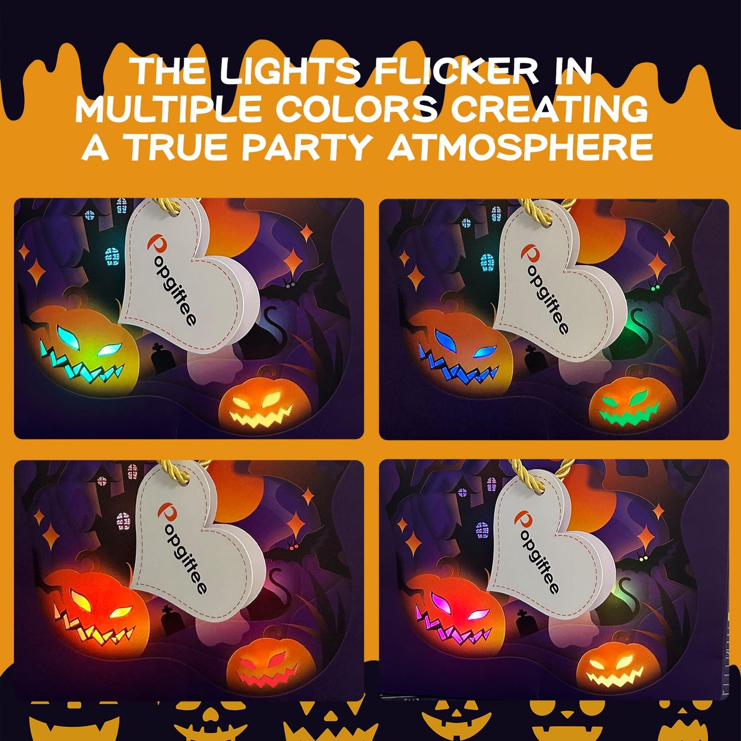 popgiftee Halloween Party Gift Bag Light Fireworks and Cheer Music Treat Bags with Shopping Handle,7.87x3.94x10inch