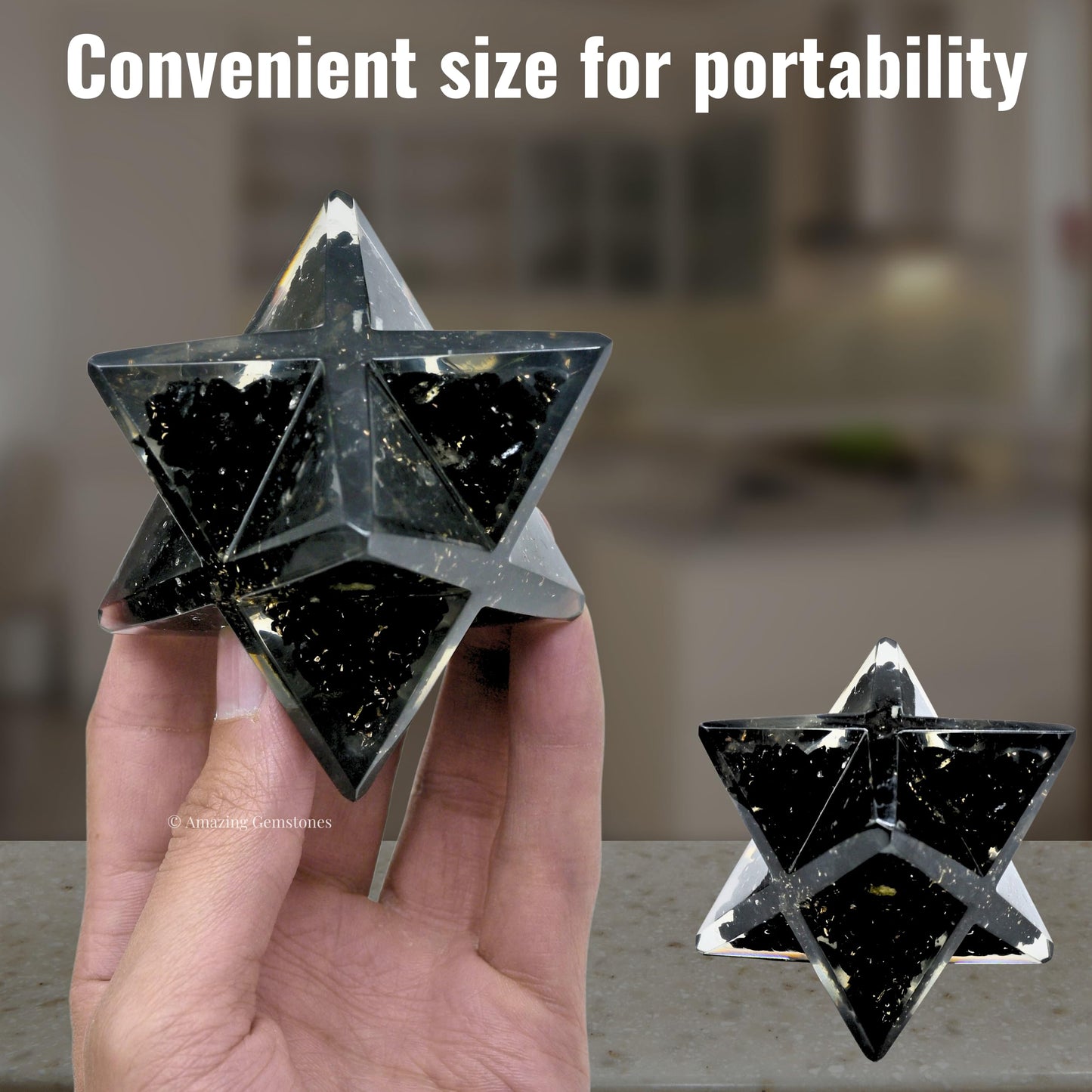 Amazing Gemstone 1 Pcs Black Tourmaline Large Crystal Orgone Merkaba Star for Reiki Healing Meditation and Crystal Grid