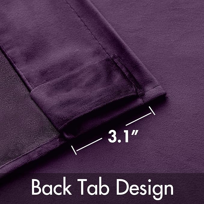 MIULEE Purple Velvet Curtains 84 inches - Luxury Blackout Curtains for Bedroom Living Room Thermal Insulated Super Soft Window Drapes Rod Pocket & Back Tab, W52 x L84 inches, 2 Panels
