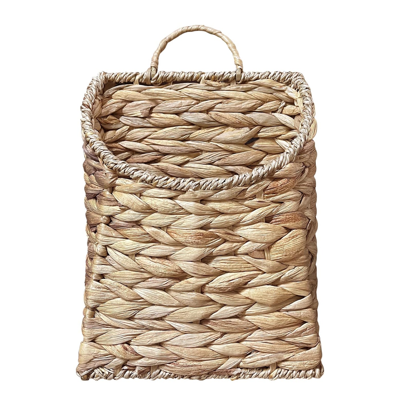 Woven Wall Hanging Basket - Handmade Water Hyacinth Flat Back Basket for Entryway Organizer, Rustic Farmhouse Wall Decor, Gift for Housewarming,Home Storage