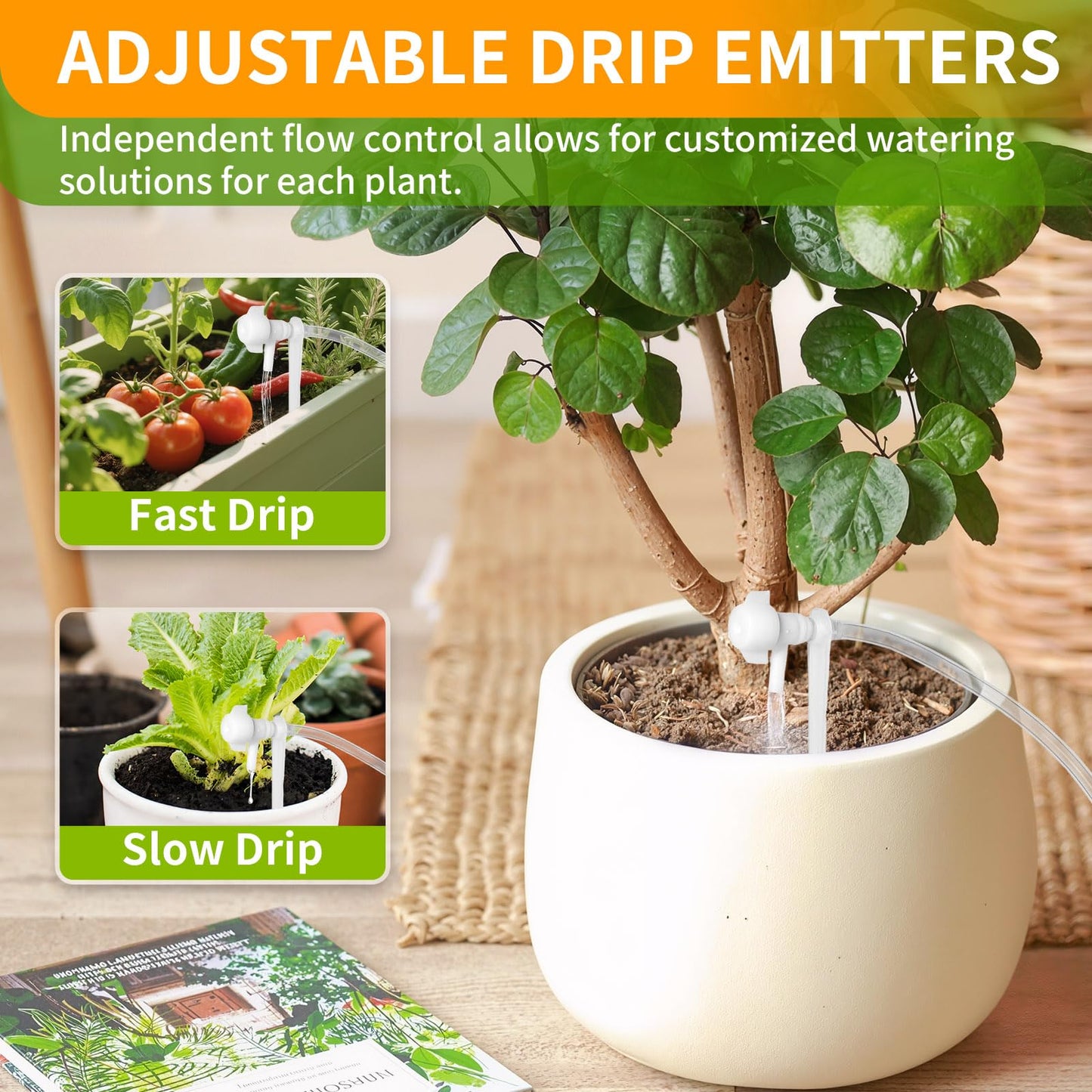Automatic Plant Waterer Indoor Plant Watering Devices System, Self Drip Irrigation System Kit for Indoor Outdoor Garden, Adjustable Drippers, Water 15 Plants