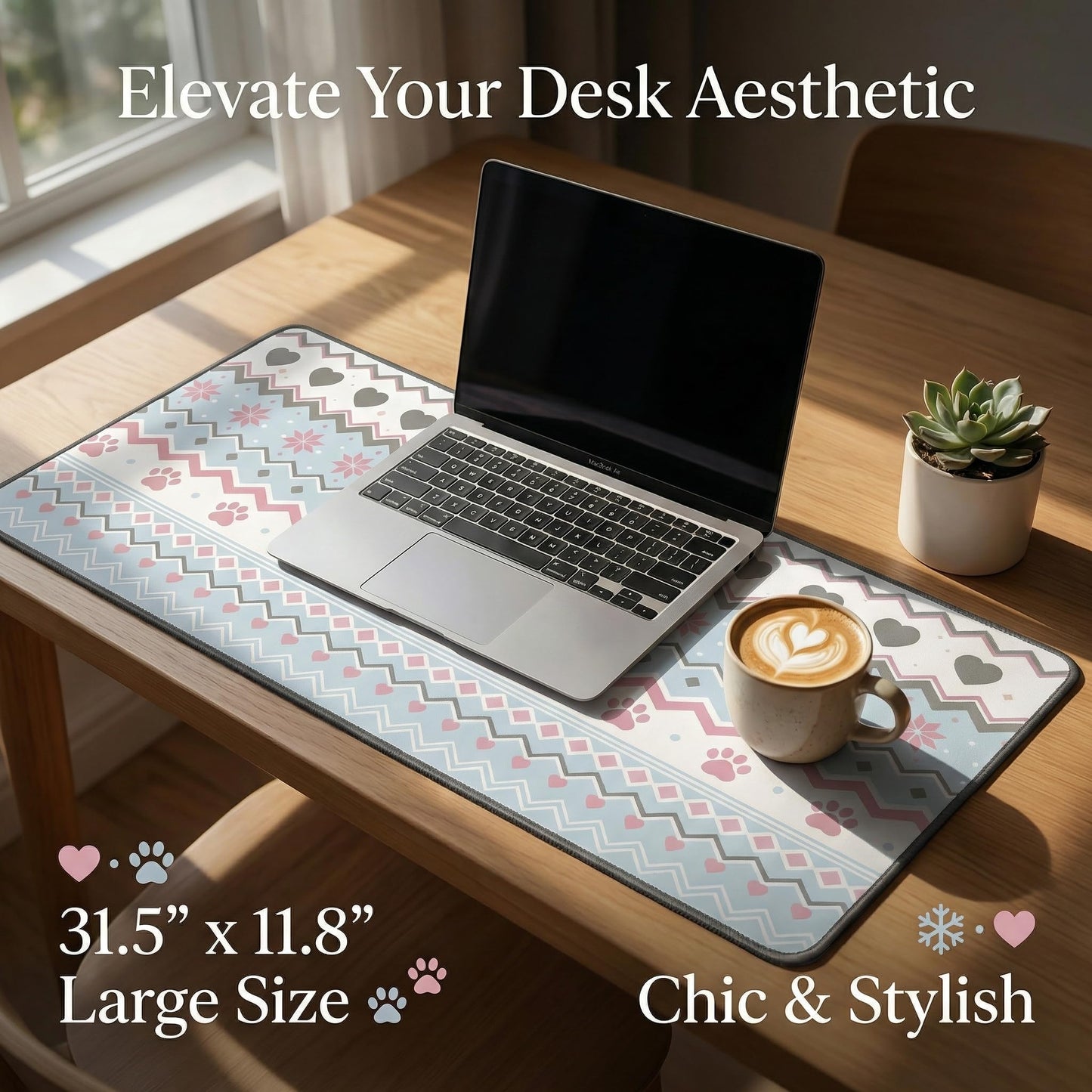 Large Desk Pad, 31.5" x 11.8" Mouse Pad, Desk Mat, Computer Laptop Desk Mat Mouse Keyboard Pad, Modern Abstract Desktop Protector, Desk Accessories, Desk Writing Makeup Mat for Office Home School