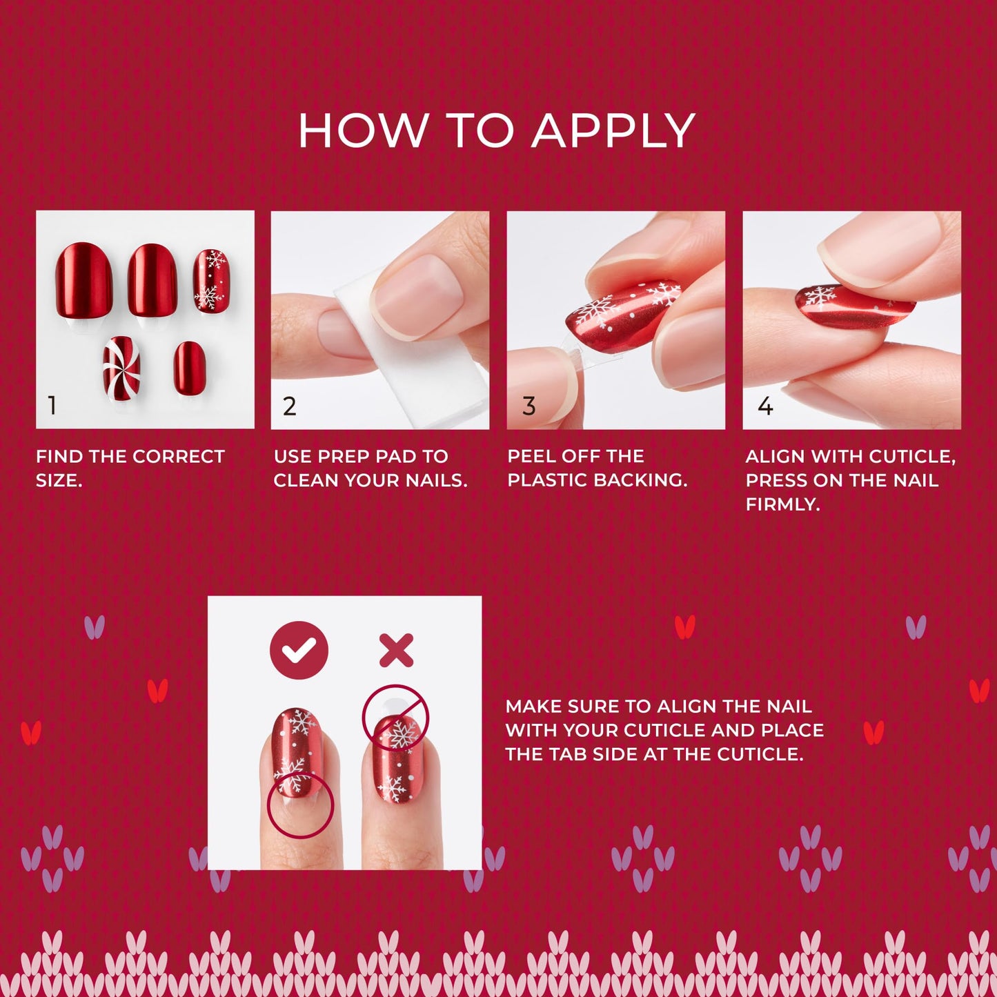 KISS imPRESS Holiday Press On Nails, ‘Santa Baby’, Red, Short Squoval, Improved Super Hold Adhesive, 30 Fake Nails, Prep Pad, Mini Nail File, & Manicure Stick