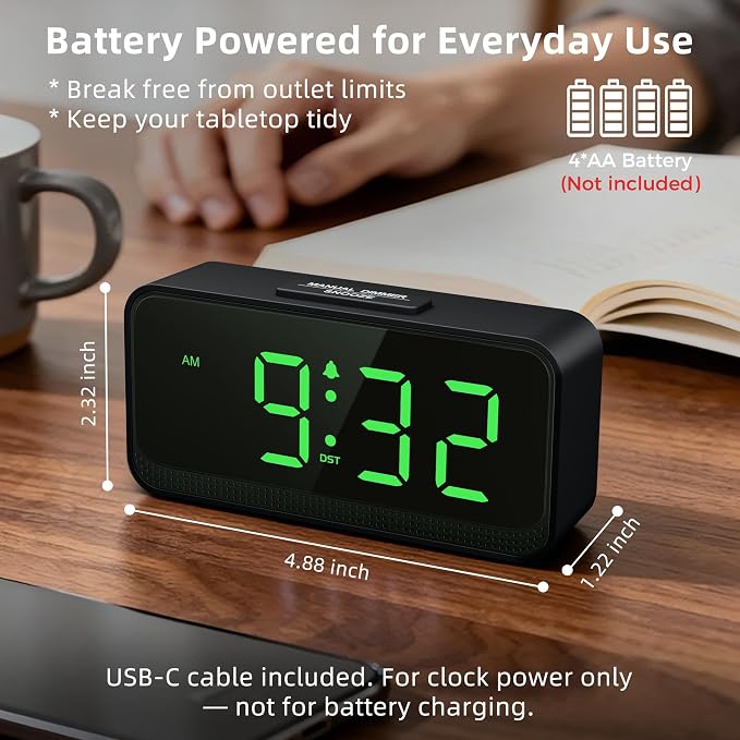 Battery Operated Small Alarm Clock: Compact Cordless Design