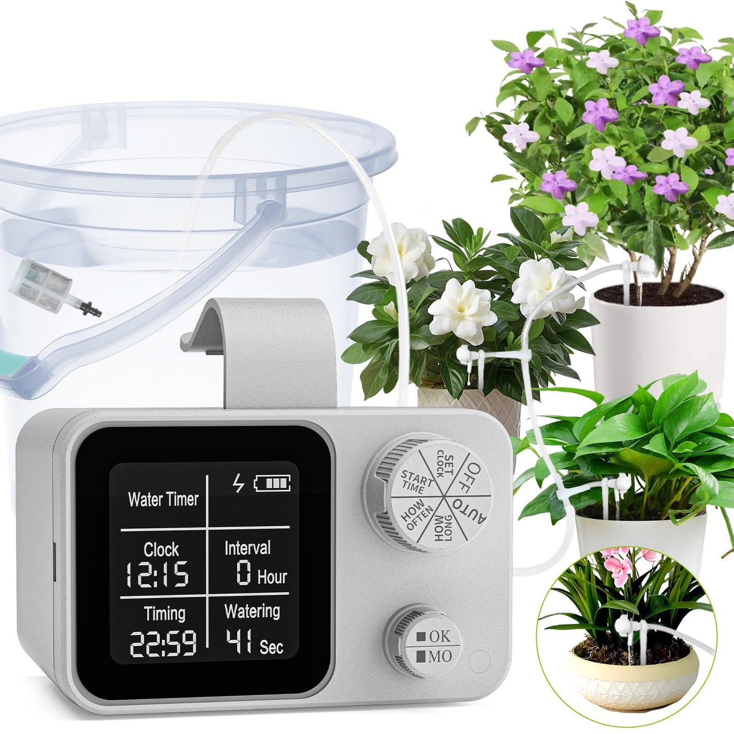 Automatic Plant Waterer Indoor Plant Watering Devices System, Self Drip Irrigation System Kit for Indoor Outdoor Garden, Adjustable Drippers, Water 15 Plants