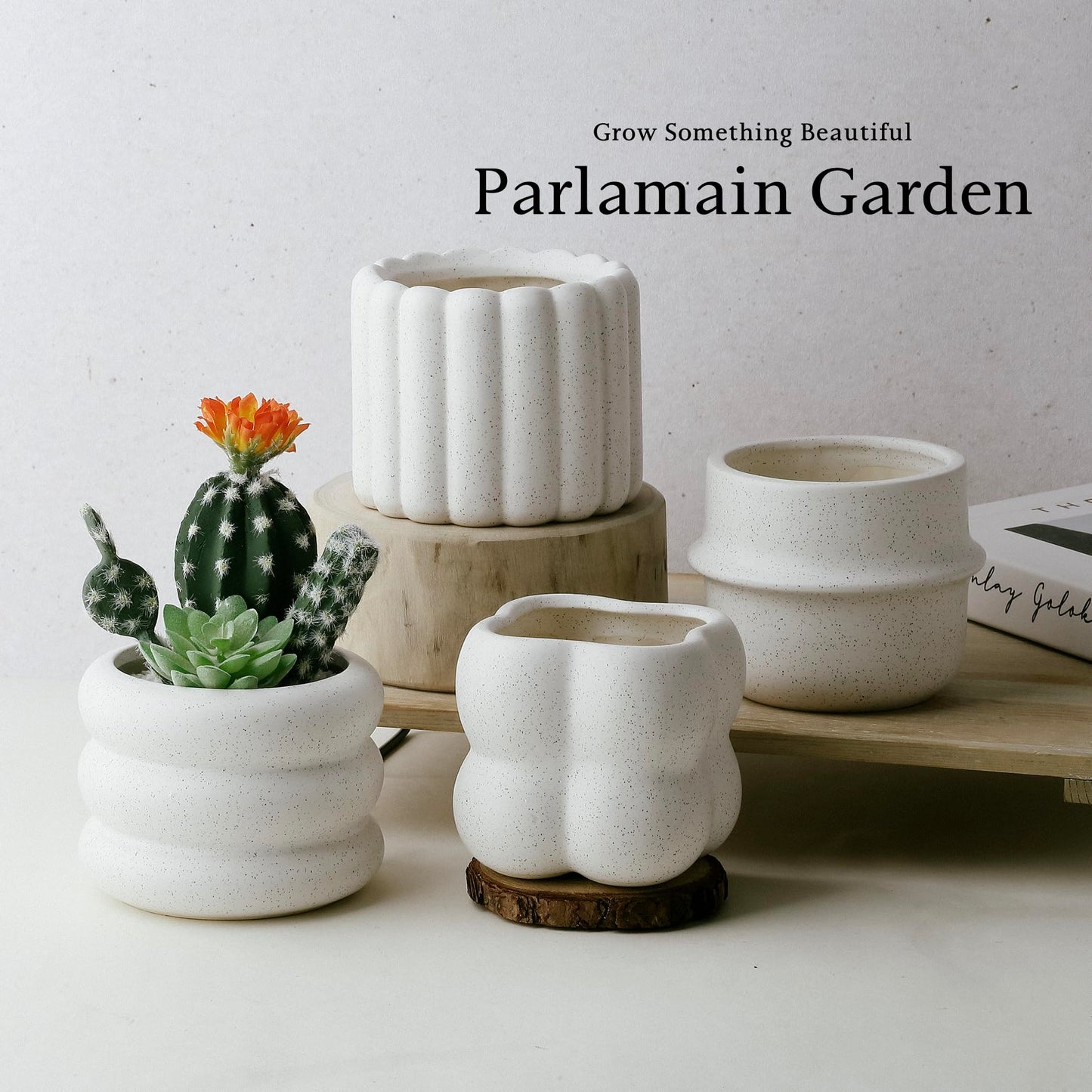 Parlamain Ceramic Succulent Pots Set of 4 Small Planters for Indoor Plants 4x4 Inch Decorative Plant Pots Modern Home Decor