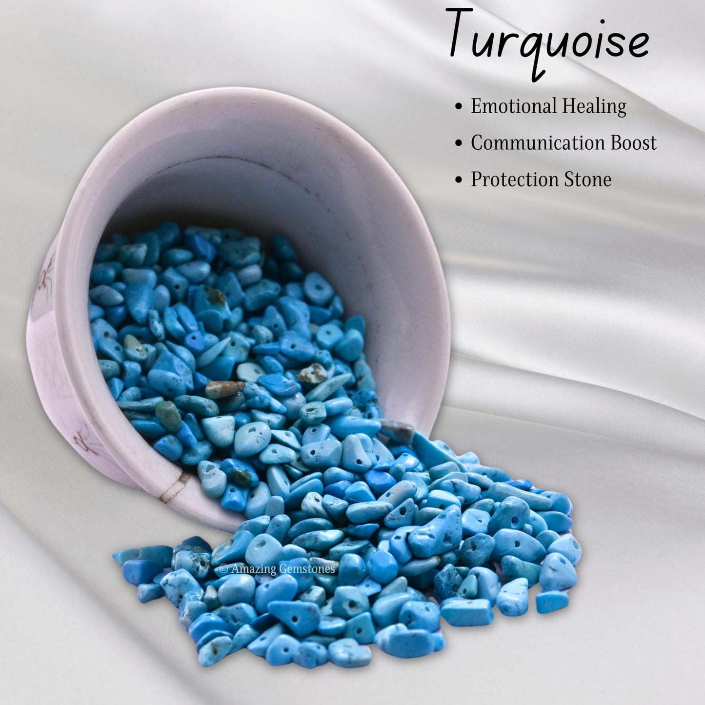 Amazing Gemstone Turquoise Pre Drilled Crystal Crushed Chips Beads for Bracelets Making, DIY Handmade Natural Healing Crystals (25 Inch Strand)