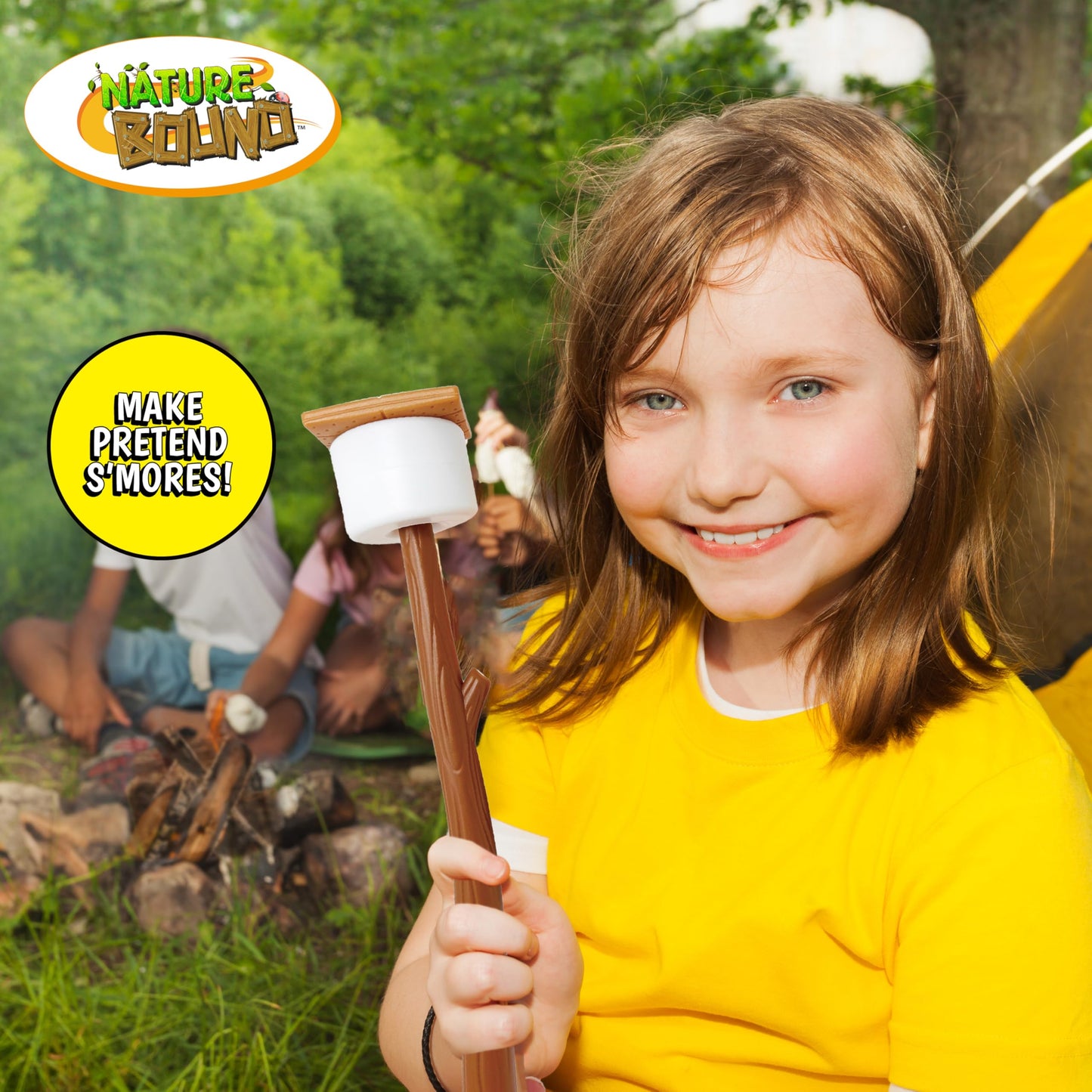 Nature Bound Kids Camping Playset - Light-Up Campfire Toy Set for Indoor and Outdoor Adventures - Pretend S’Mores, Lantern, and Camping Accessories (Gift Box)