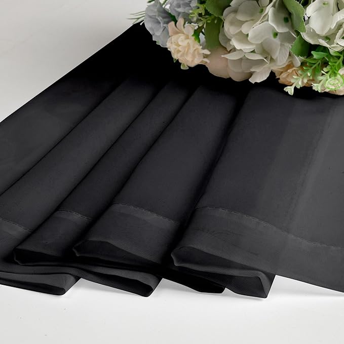 Aiyufeng Black Sheer Curtains 90 Inches Long, Light Filtering Rod Pocket Solid Color Window Sheer Curtain Panels, Elegant Curtains & Drapes for Living Room, Bedroom 2 Panels (Black, 59" W x 90" L)